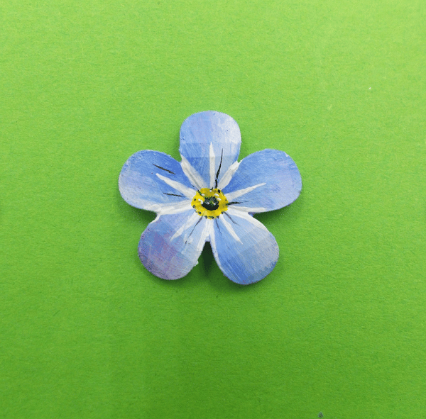 FORGET-ME-NOT BROOCH Blue Wedding Flower Friendship Lapel Brooch HAND PAINTED