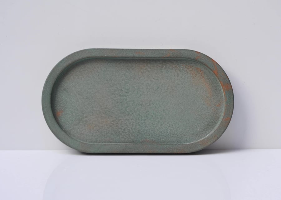 Oval Concrete Tray Handmade Decorative Green Orange Beton Accessory Tray Cement 