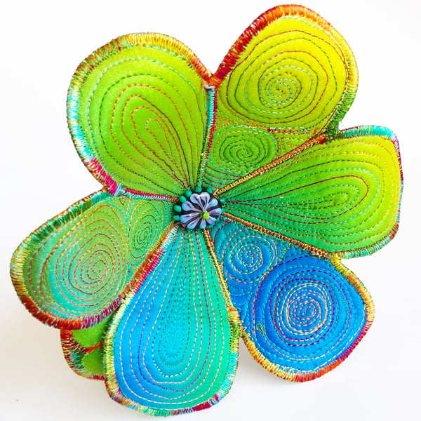 Rainbow Textile Art Flower