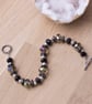  Hematite sparkle bracelet - dark rainbow crystal bracelet - Image 3