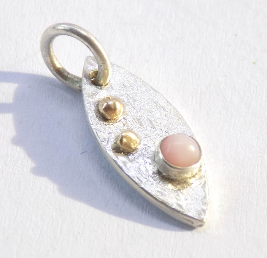 Pink Opal Sterling Silver And 9ct Gold Pendant