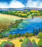 Cray Reservoir, The Brecon Beacons, Original Watercolour in 14 x 11'' Mount