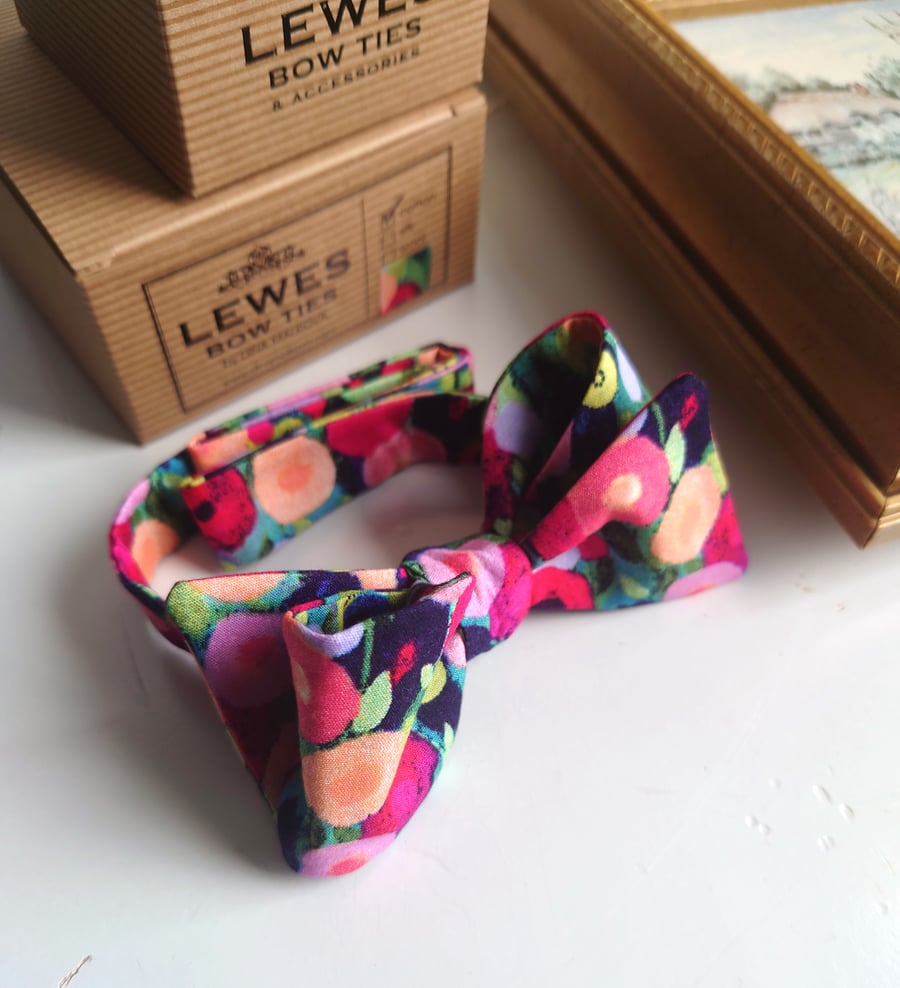 Pink and purple abstract bow tie
