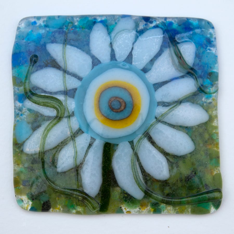 Fused Glass Flower Tile