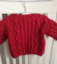 Baby red Aran jumper 3-6 months - Image 3