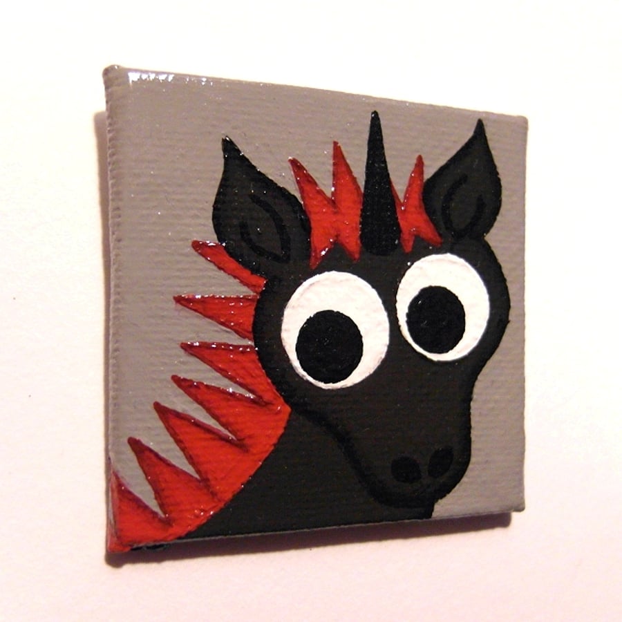 Sold Punk Unicorn Magnet - original hand painted art of cute alternative unicorn