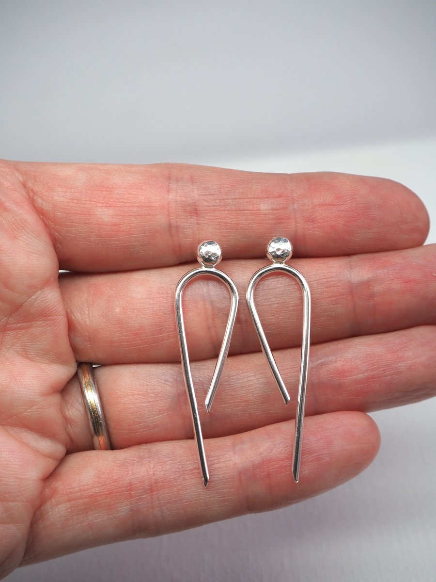 Arc stud earrings, silver arc studs, arc jewellery recycled silver stud earrings