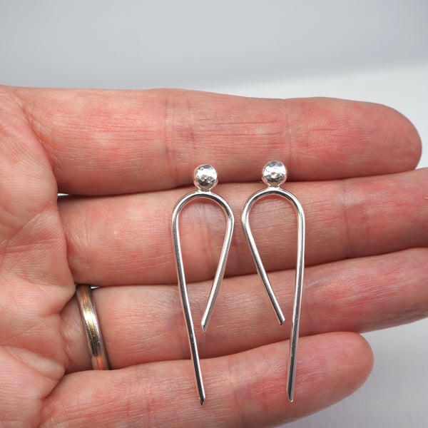 Arc stud earrings, silver arc studs, arc jewellery recycled silver stud earrings