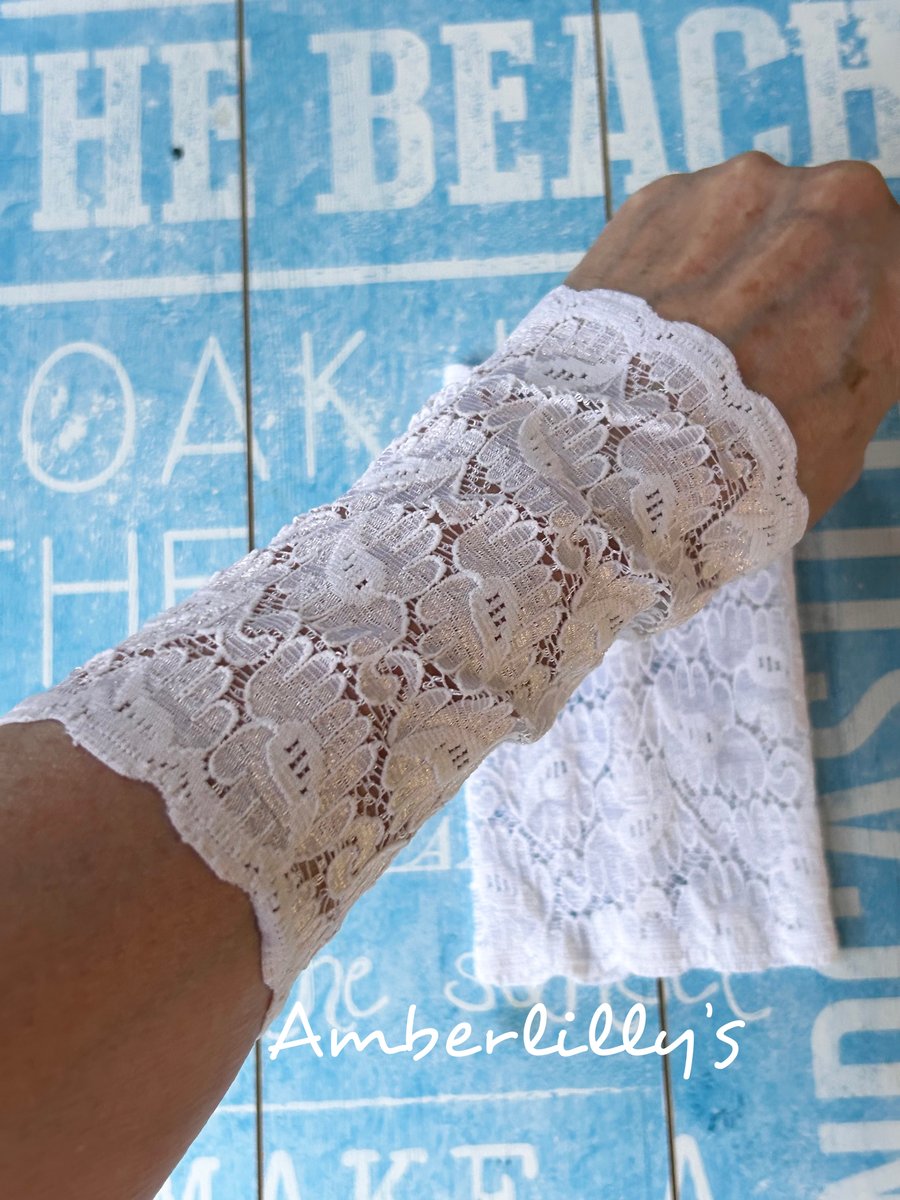 Wedding lace bracelet cuffs ideal prom or cosplay outfit one pair