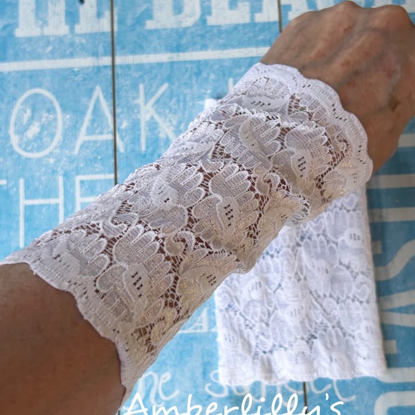 Wedding lace bracelet cuffs ideal prom or cosplay outfit one pair