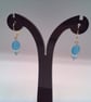 Earrings with Pale Blue Oval Glass Bead and Crystal Rondelle, Gift for Her - Image 4