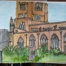 Liverpool Parish church original watercolour A4