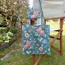 Tote bag with clip-in coin purse matching set blue floral