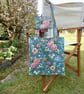 Tote bag with clip-in coin purse matching set blue floral