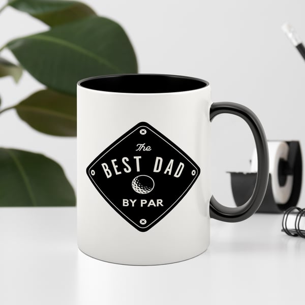 Best Dad By Par - Plaque Golf Mug: Perfect Golf Gift For Father's Day