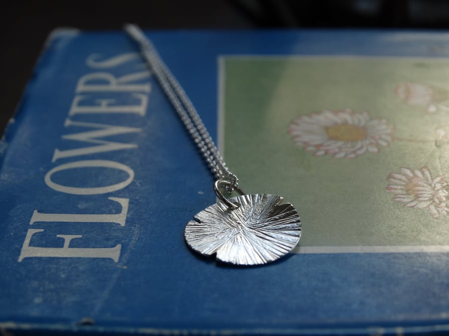 Dandelion clock pendant in recycled silver