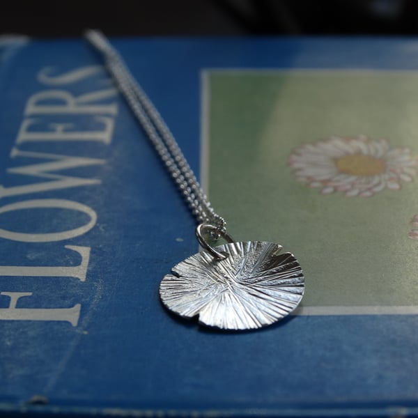 Dandelion clock pendant in recycled silver