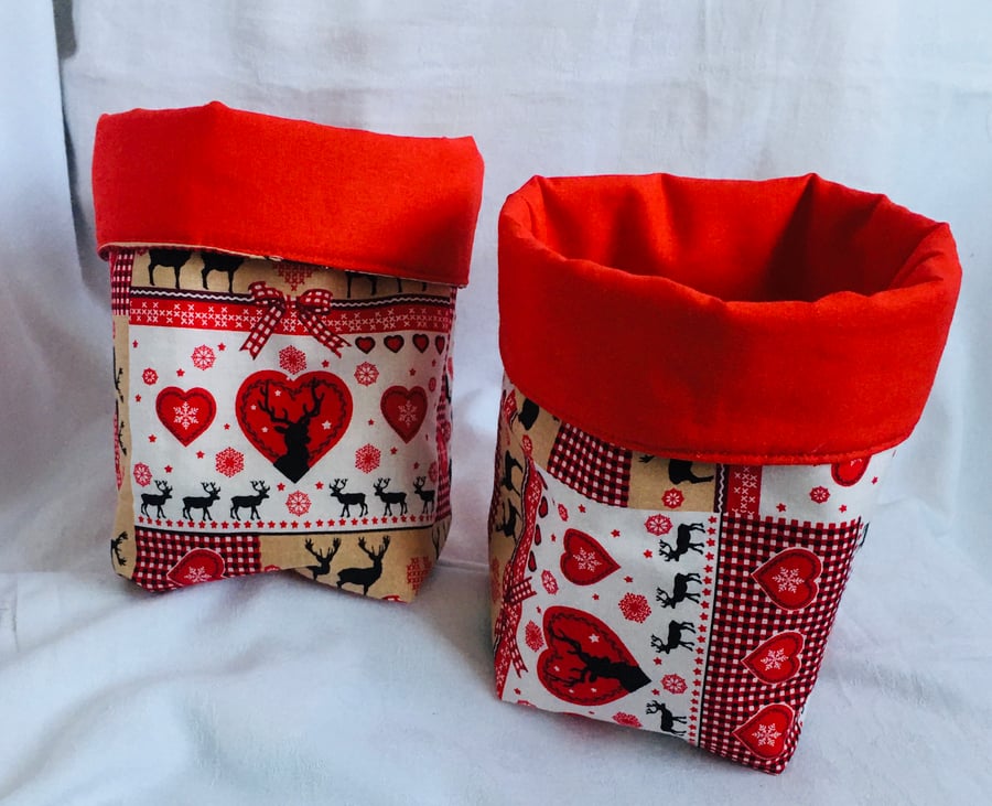 Christmas Fabric Boxes, Set of Fabric Boxes, Boxes for Treats, Gift Ideas.