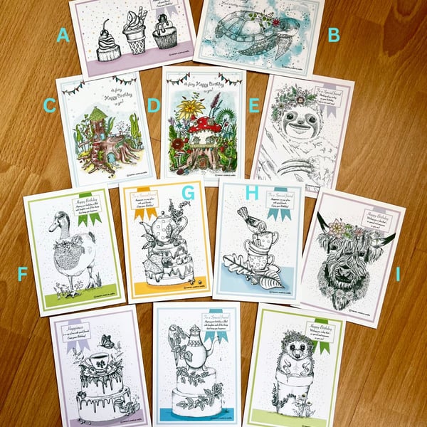 Birthday cards bundle - A5 X 5 Greeting cards & envelopes