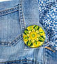 Stylised flower brooch hand embroidered in shades of green - Image 6