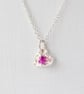 Pink Sapphire with Fine Silver Heart Pendant Necklace