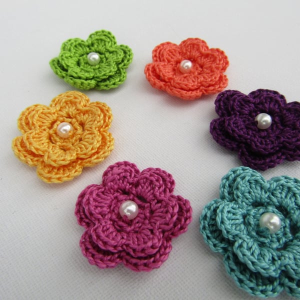 Crochet flowers x 6