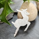 Reindeer brooch in etched pewter