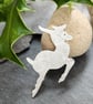 Reindeer brooch in etched pewter