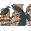 Jackdaws - Original limited edition linocut print