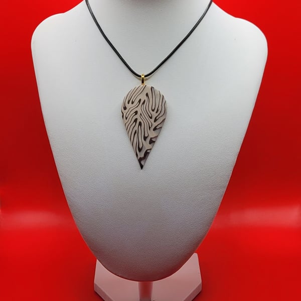 Polymer clay pendant - unique handmade necklace - teardrop costume jewellery