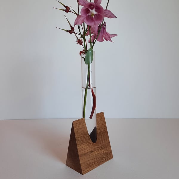 Oak & Glass Stem Vase
