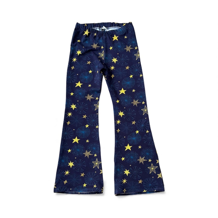 Stars and Snowflake Navy Kick Flare Leggings 