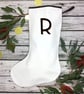 White Christmas Stockings-Holiday decoration, Custom initial. Xmas Alphabet  - Image 2