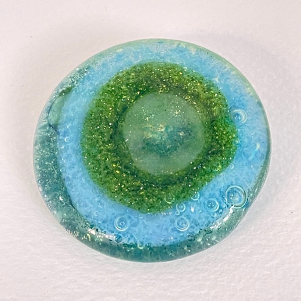 Fused Glass Aventurine Green Brooch