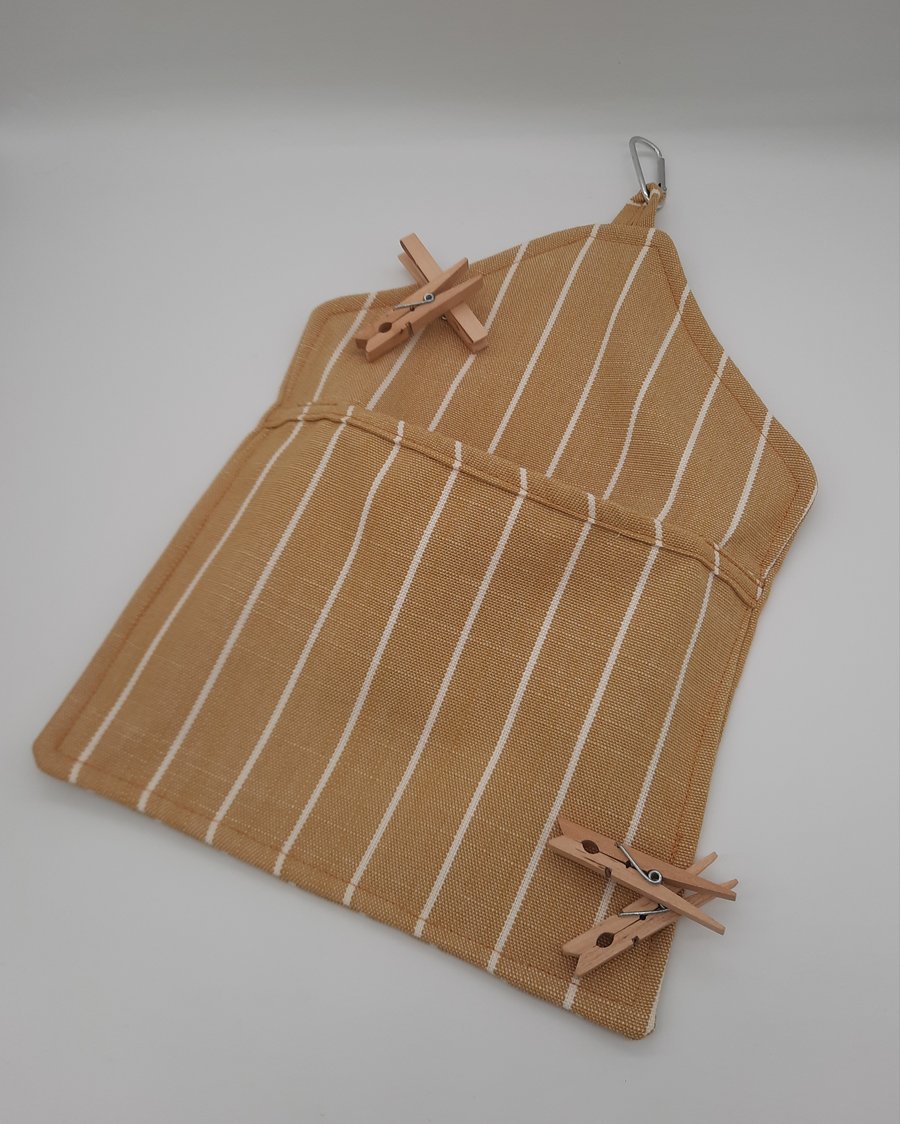 Peg bag golden yellow stripe,  free UK delivery.  