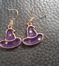 Purple witches hat earrings