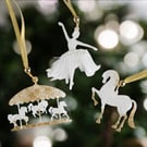 Christmas Tree Ornament Resin Elegant Horse Ballerina Carousel Decoration Winter