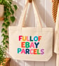 Full of eBay Parcels – Colourful Canvas Tote Bag with Zip – Online Shopping Gift