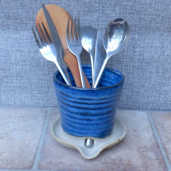 Cutlery and utensil drainer toothbrush holder stoneware pottery handmade  