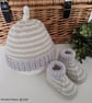 Designer Merino Wool Hand Knitted Baby Cardigan Gift Set Size 3-6 months  - Image 4
