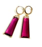 Long Dark Fuchsia Pink Crystal Earrings, Gold Dangles