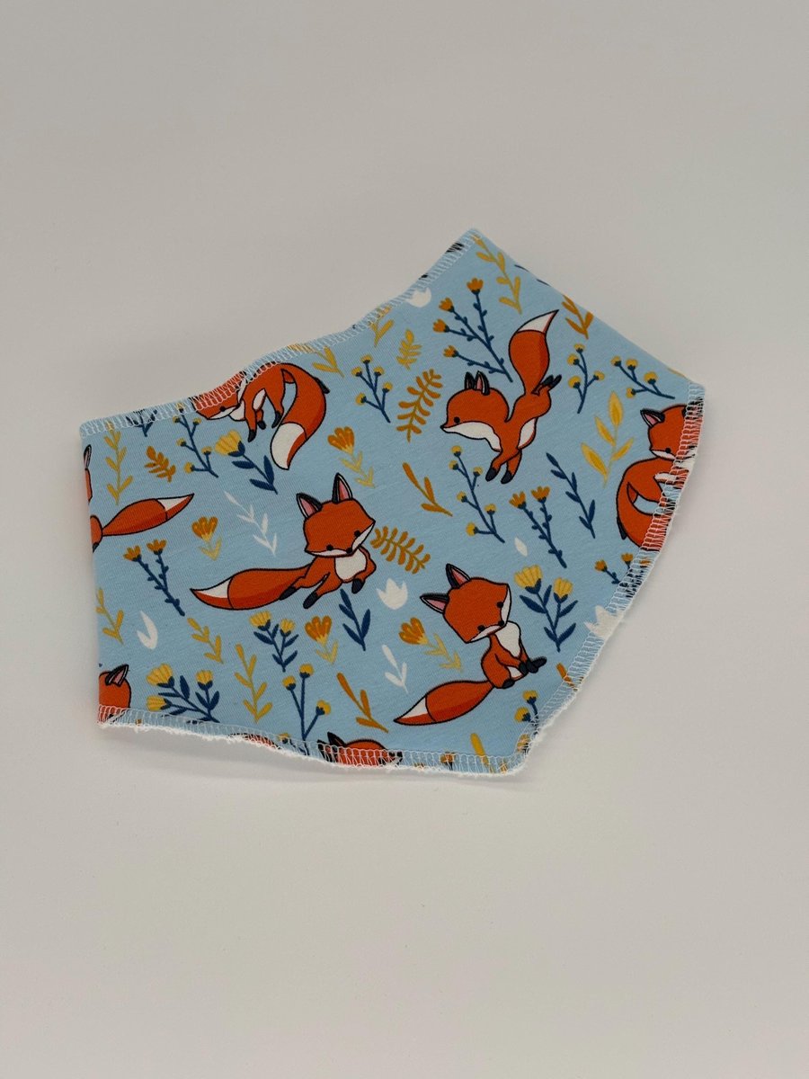 Handmade dribble bandana bib, friendly fox print
