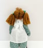Rag Doll Charlotte, 14 Inch Handmade Rag Doll with Teddy Bear Pocket Friend  - Image 3
