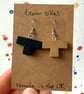 Mixed Wooden T Earrings from a 3D Puzzle - Old Stock - Super Seconds - Image 1
