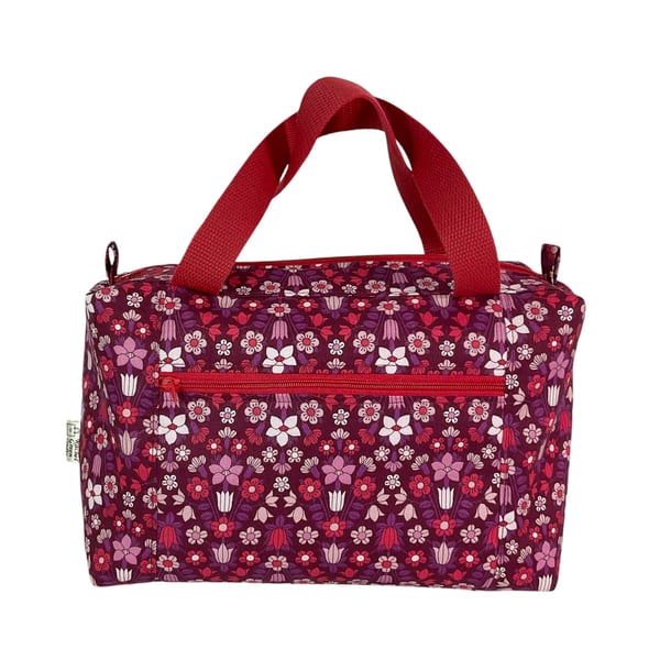Large wash bag in Liberty cotton, floral toiletries bag with handles and pocket.