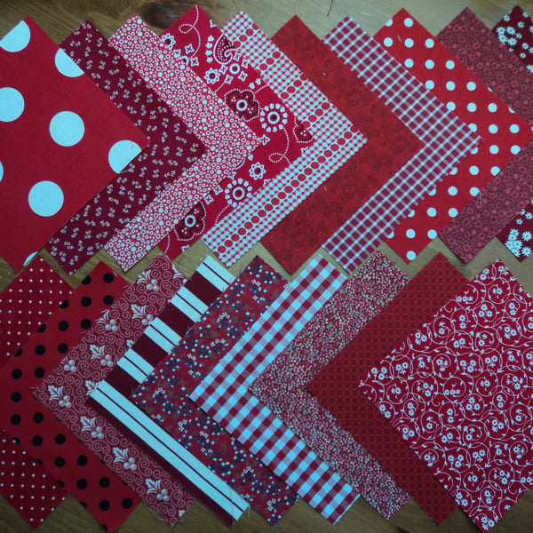 20 x 5" Red Charm Squares