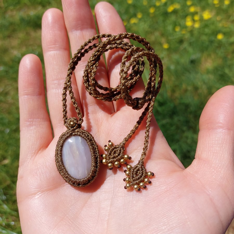 Pink Opal Macrame Pendant 