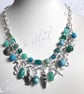 Silver Plated Beaded Sea Charm Double Layer Necklace - Image 1