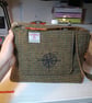 Harris tweed messenger bag with nautical compass