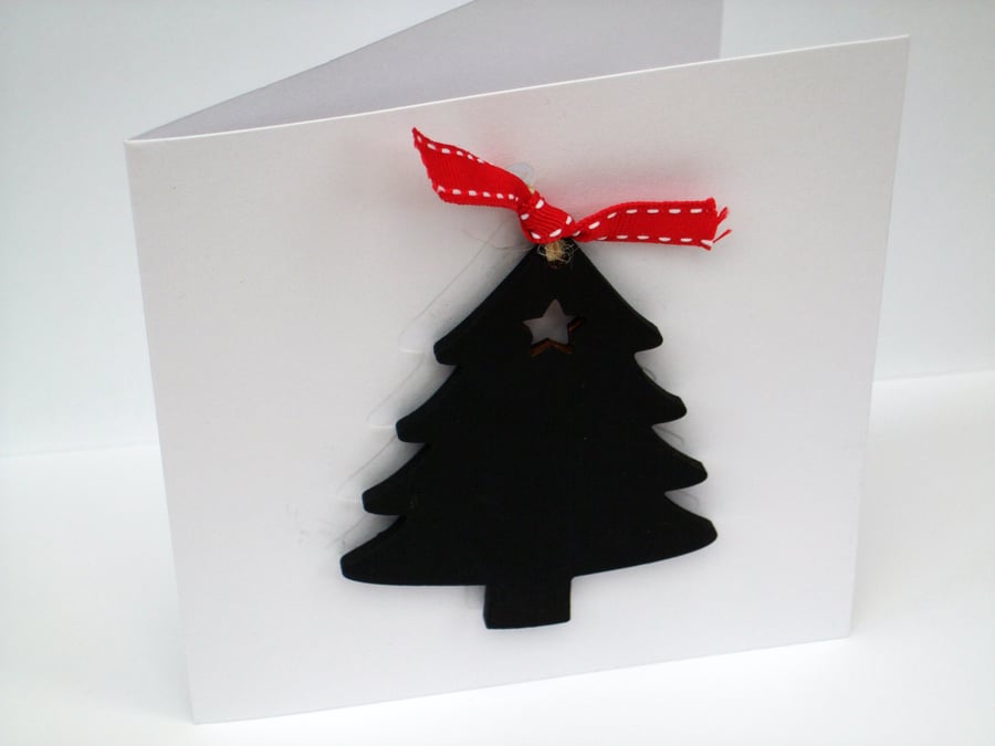 Christmas Card with Chalkboard Christmas Tree Decoration
